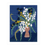 Floral contemporary still life dark blue (Print Only) thumbnail