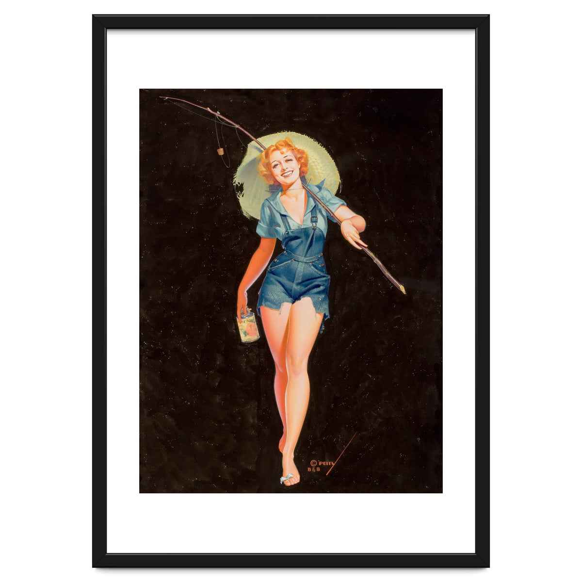 Happy Pinup Girl With A Fishing Stick