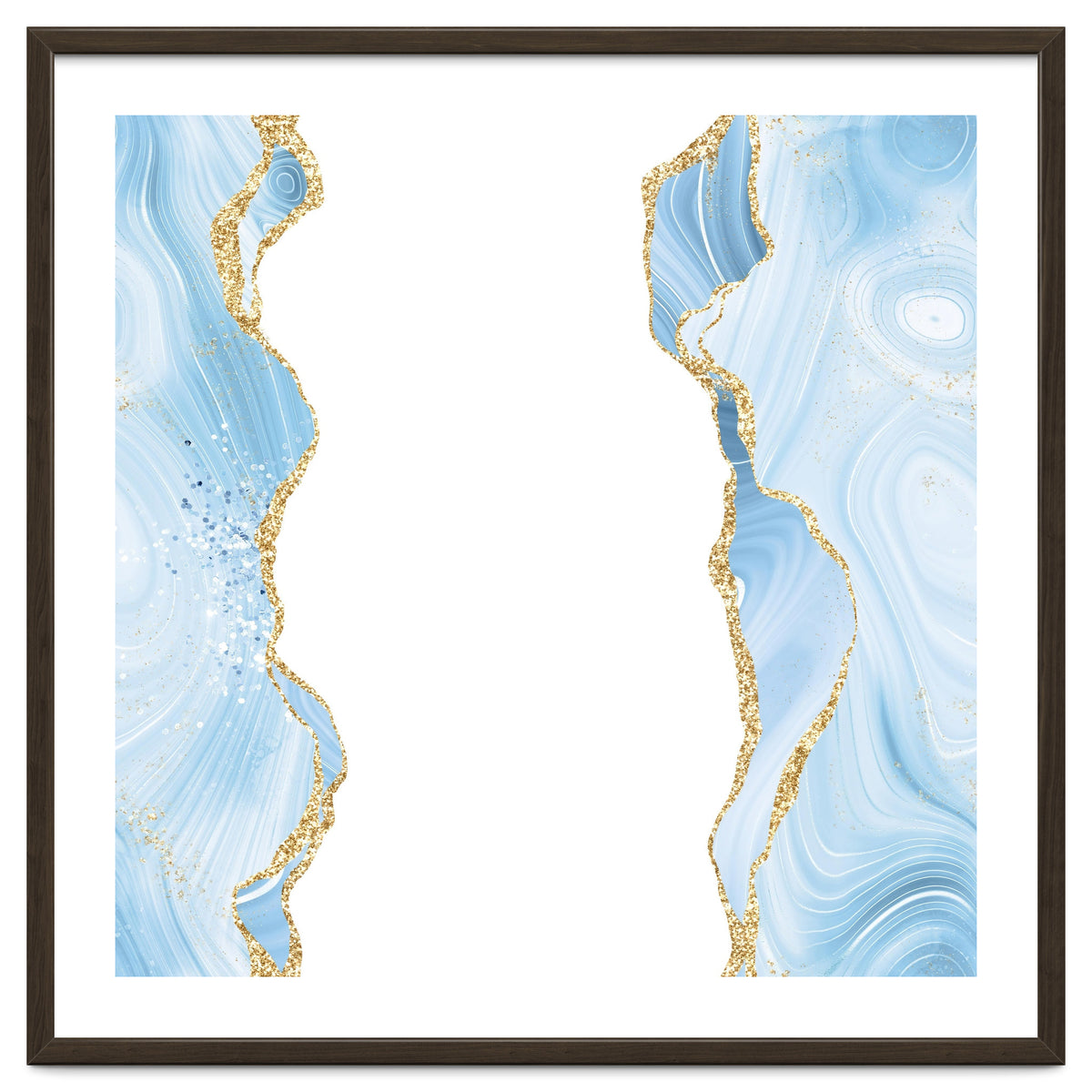 Blue & Gold Glitter Agate Texture 08
