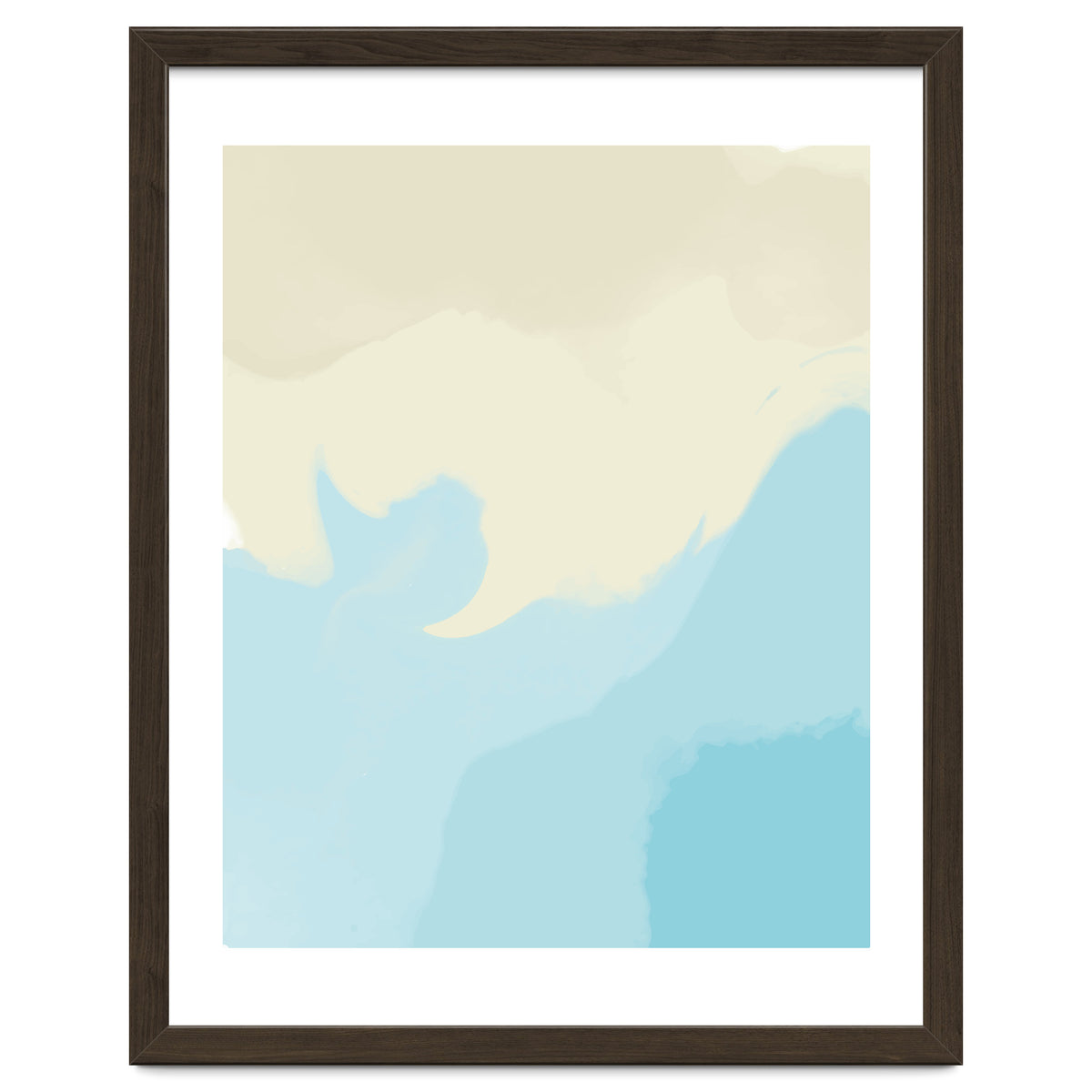 Mellow, Abstract Powder Blue Pastel Pearl Painting, Modern Simple Minimal Waves