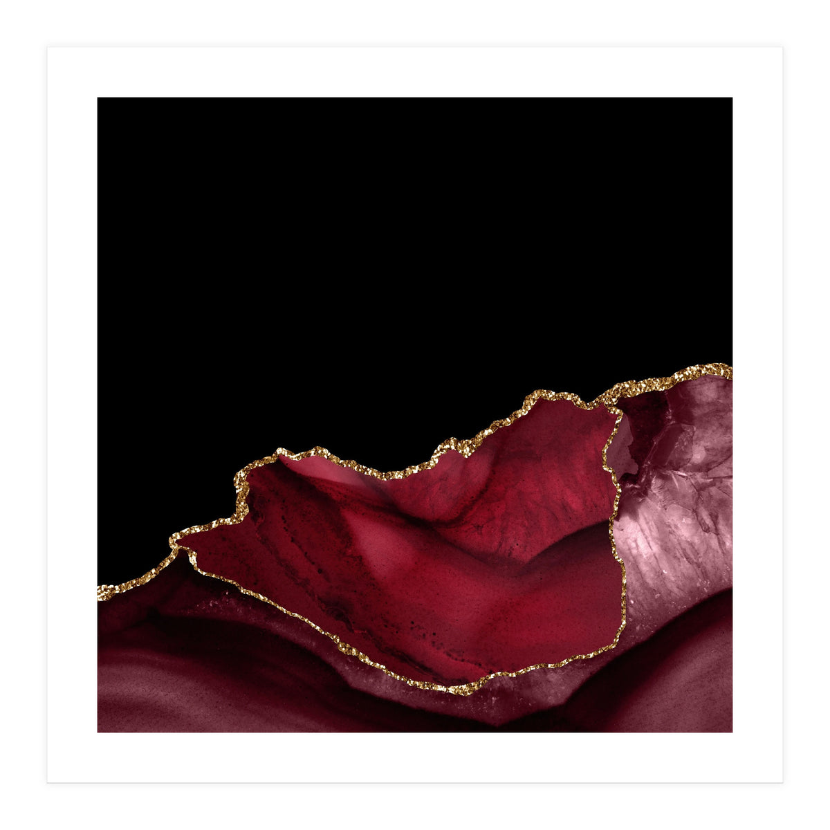 Burgundy & Gold Agate Texture 06  (Print Only)