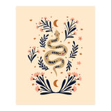 Snake And Flowers Beige And Indigo (Print Only) thumbnail