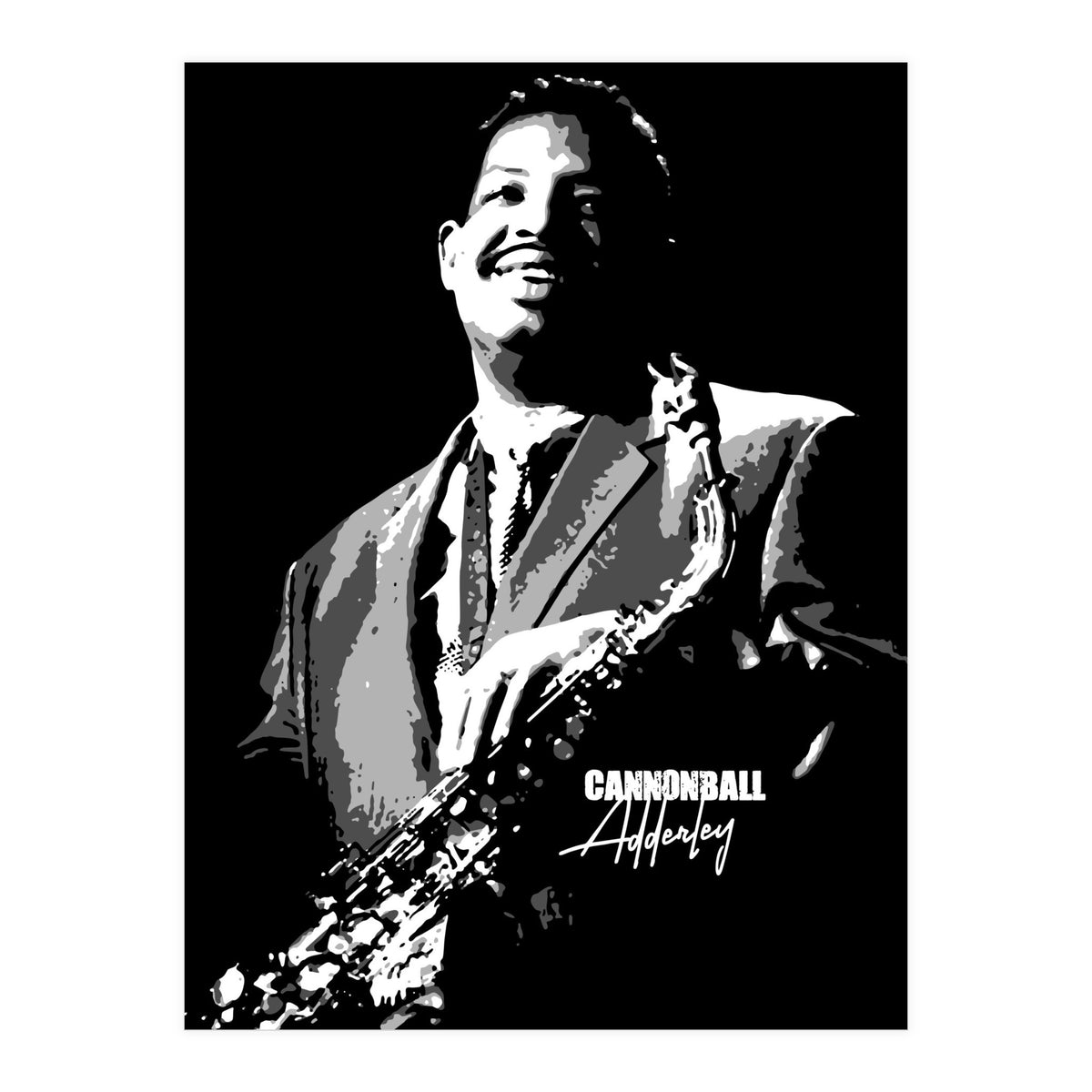Cannonball Adderley American Jazz Saxophonist in Grayscale (Print Only)
