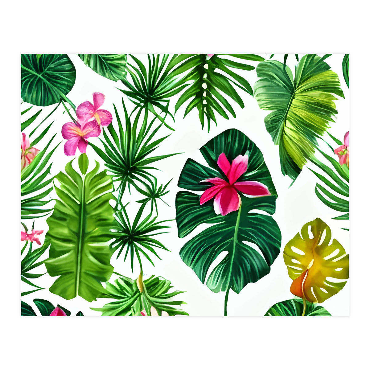 The Tropic, Banana Leaves Tropical Jungle Botanical, Palm Plants Monstera Nature, Bohemian Plants Floral (Print Only)