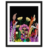 Dark Garden, Eclectic Bold Floral Botanical Nature, Colorful Mystery Bohemian Flowers Plants thumbnail