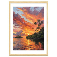 Impressionist Tropical Sunset Over Paradise Island