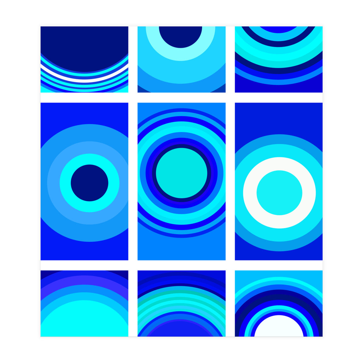 Circles & Rectangles Alt Blue 3 X 3: 1 (Print Only)
