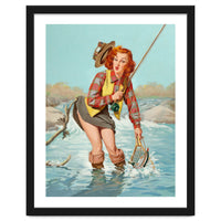 Sexy Pinup Girl On Fishing Accident