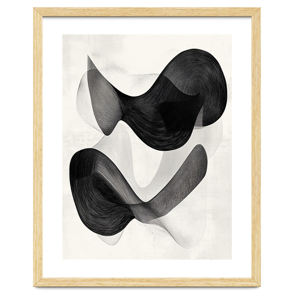Abstract Black And White Flowing Organic Shapes With Texture