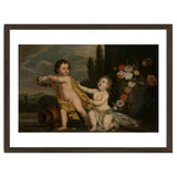 German Master (18th Century) – Two Putti with Garlands of Flowers thumbnail