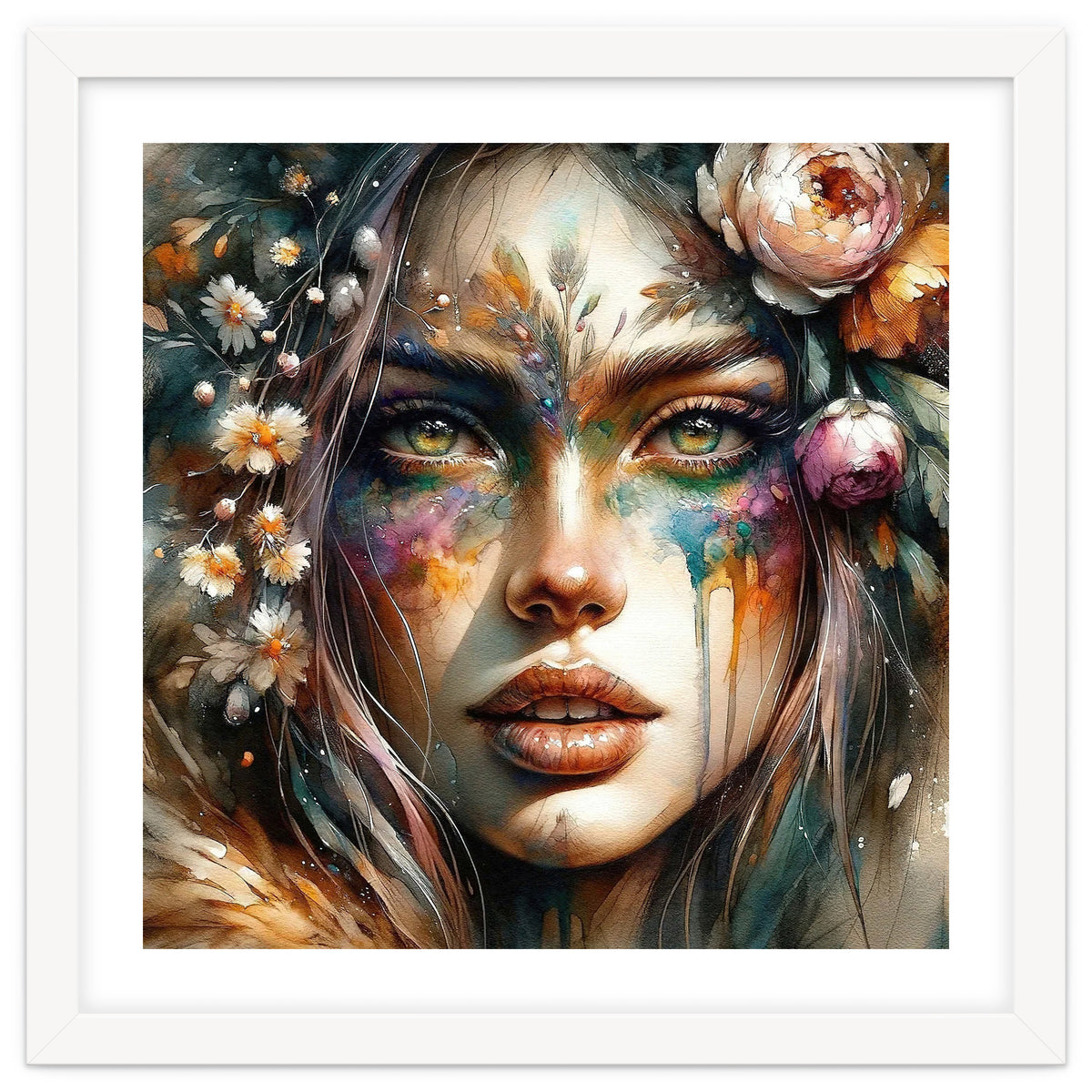 Floral Forest Druid Woman Portrait