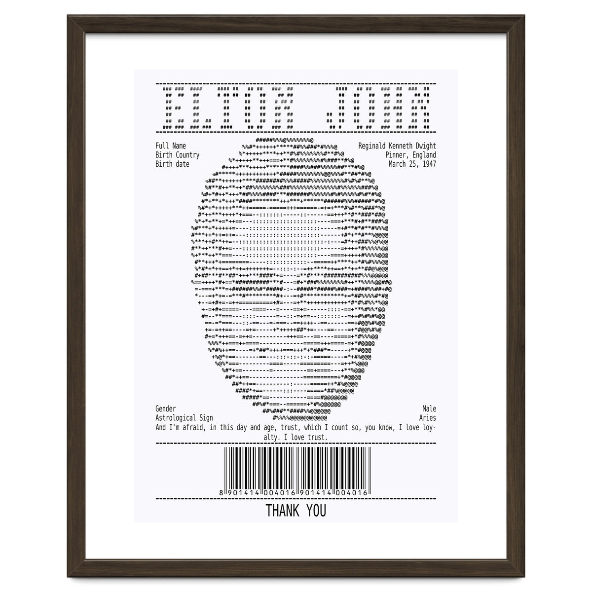 Receipt Art Elton John