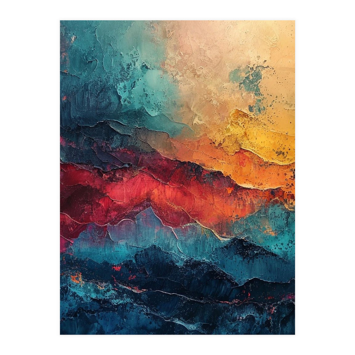 Abstract Textured Mountain Landscape (Print Only)