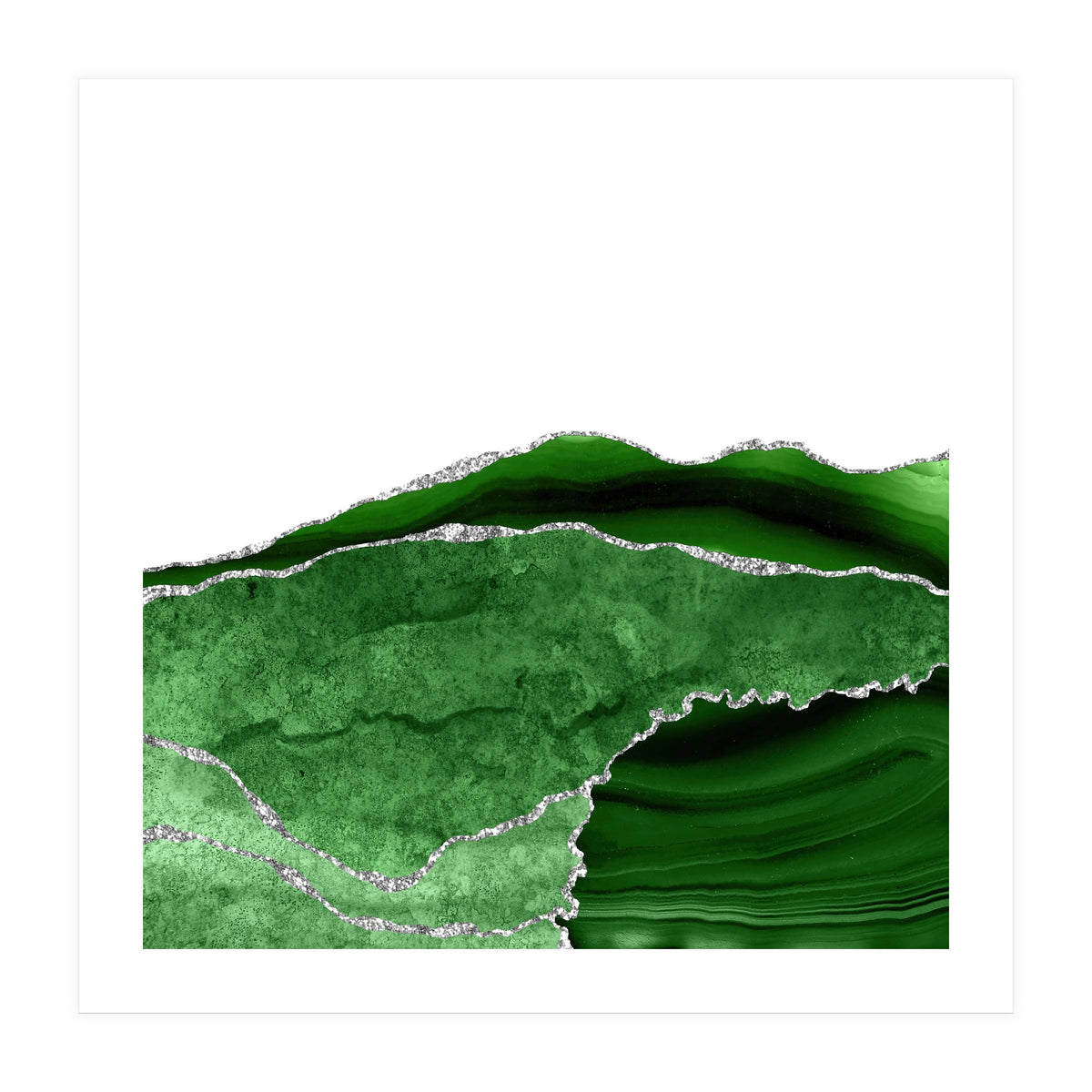 Green & Silver Agate Texture 10  (Print Only)