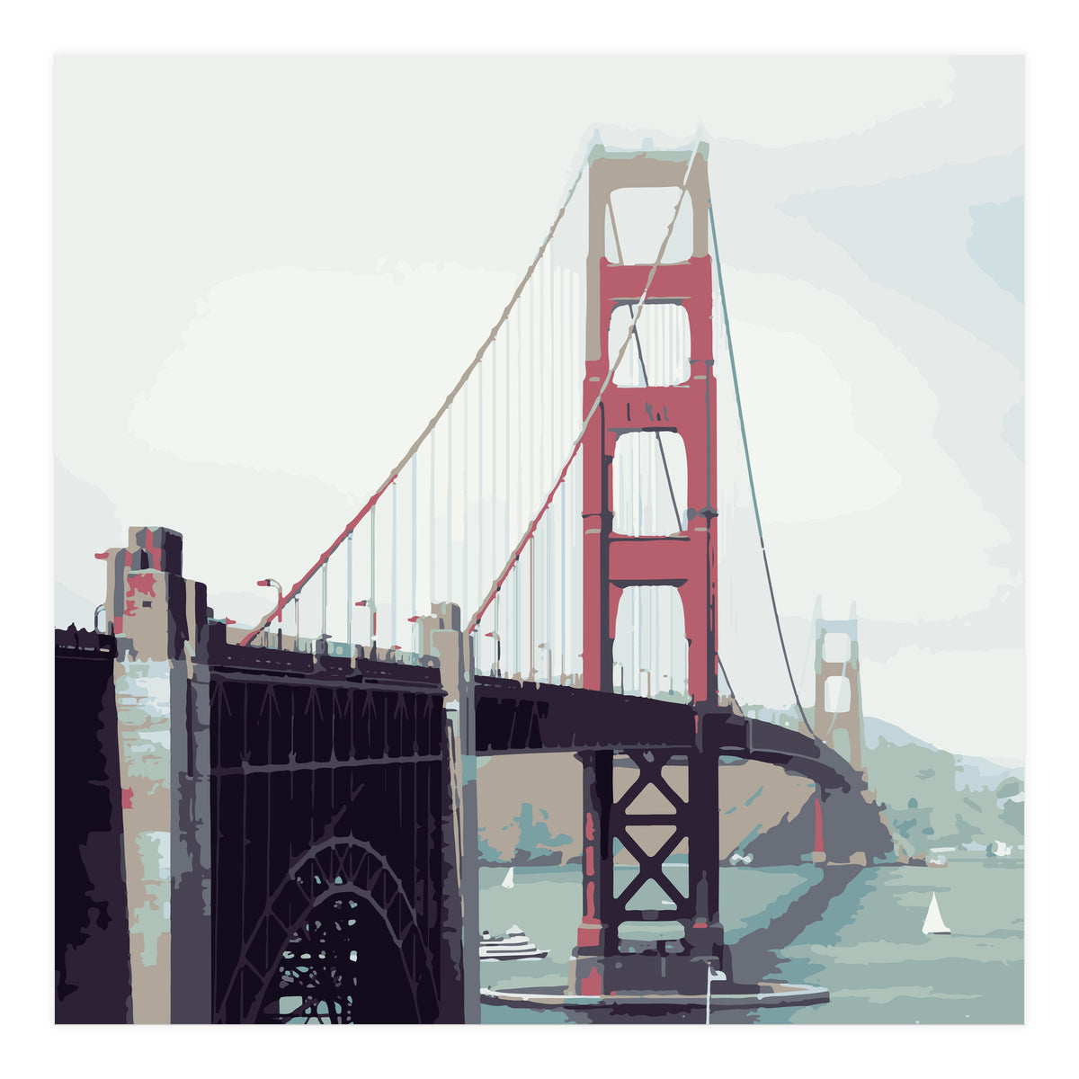 Golden Gate Watercolor Art (Print Only)