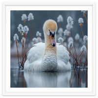 Swan Floating Serene On Calm Water