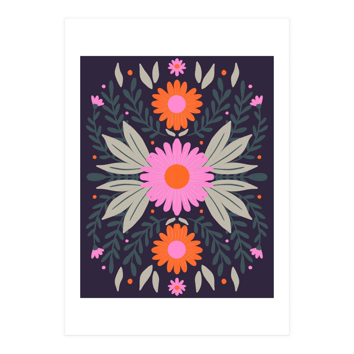 Pink And Orange Flowers (Print Only)