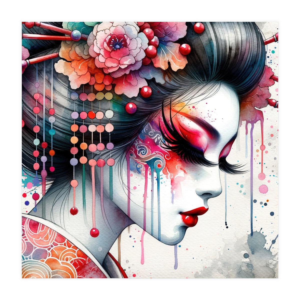 Ornate Bloom Modern Geisha (Print Only)