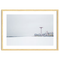 Amusement park in the winter seascape