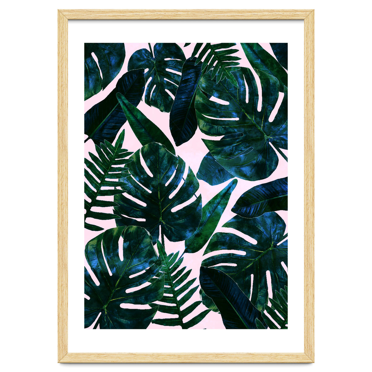 Tropical Nature Monstera Watercolor Painting, Botanical Jungle Dark Palm Illustration