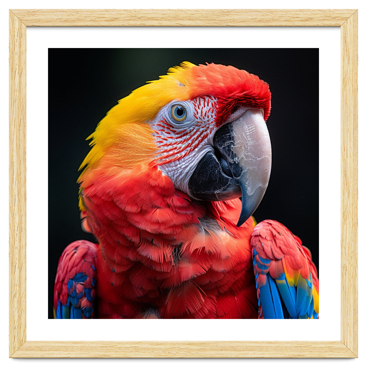 Scarlet Macaw Parrot Headshot Vibrant Colors