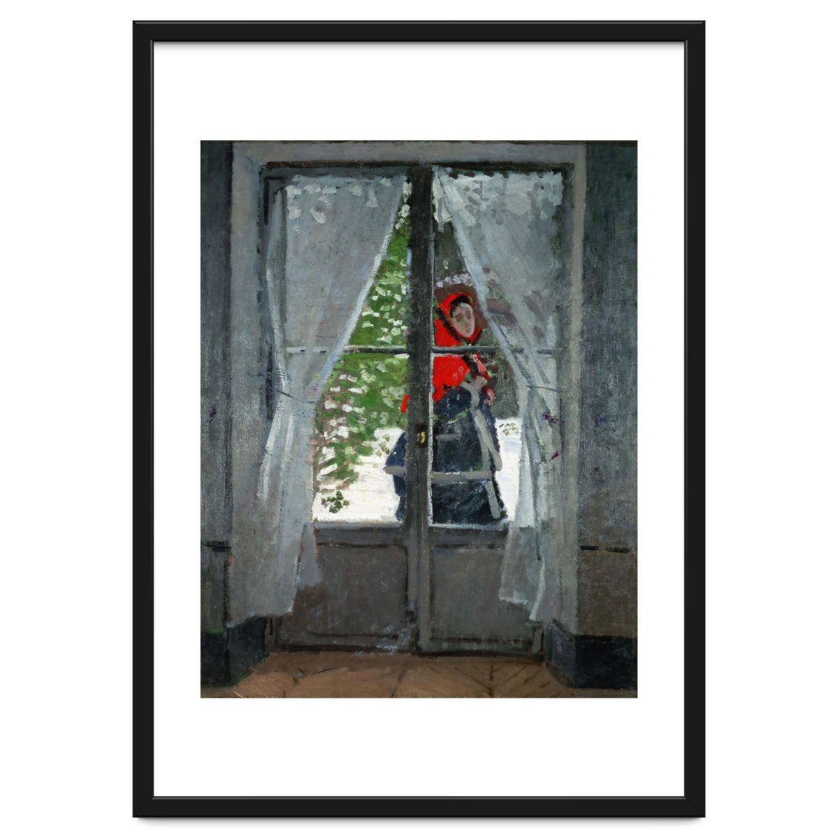 Mme. Monet with a red hat called &quot; The Red Kerchief&quot, ca. 1870.