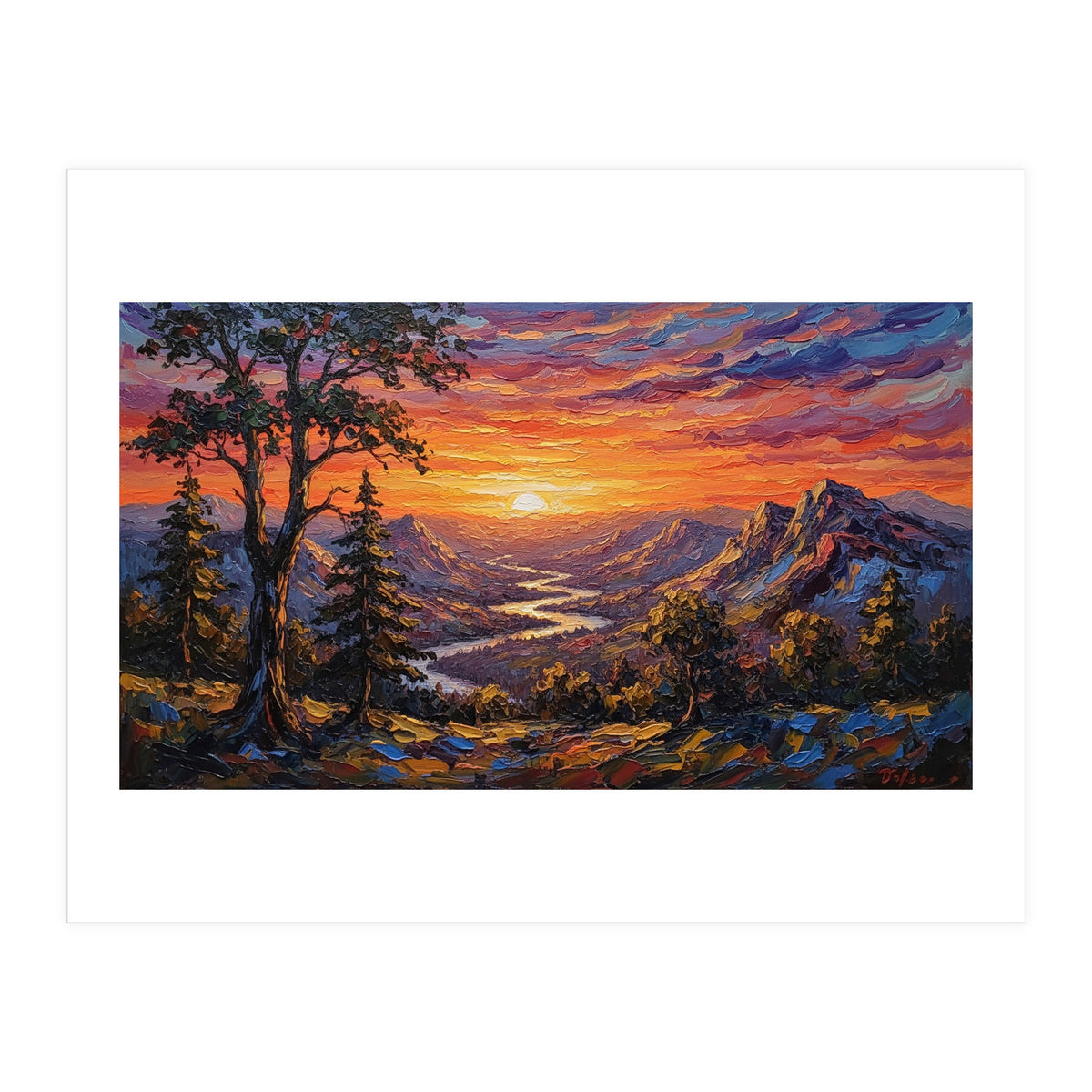 Sunset Over the Valley Peaks (Print Only)