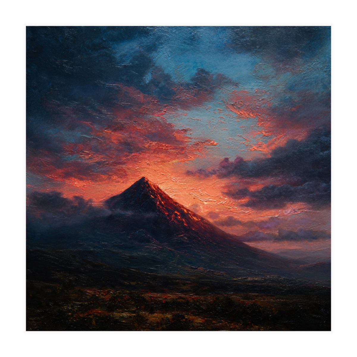Majestic Mountain Peak at Sunset (Print Only)