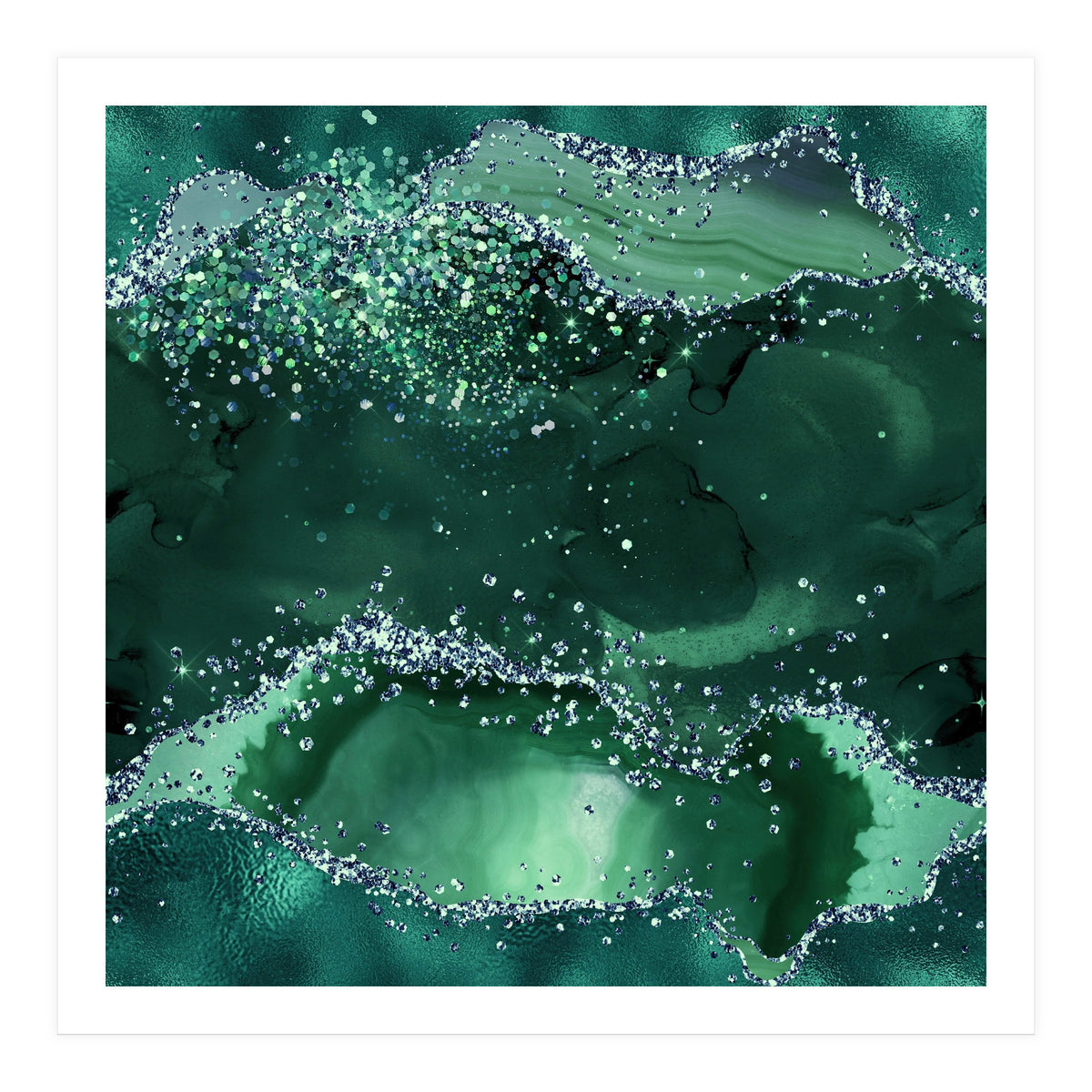 Emerald Glitter Agate Texture 04  (Print Only)