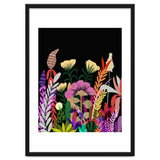 Dark Garden, Eclectic Bold Floral Botanical Nature, Colorful Mystery Bohemian Flowers Plants thumbnail