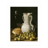 Luis Egidio Meléndez: 'Still Life with Small Pears, Bread, White Pitcher, Glass Bottle, and.., 1760. (Print Only) thumbnail