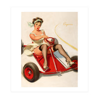 Pinup Sexy Girl On A Go Cart Car (Print Only)