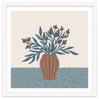 Brown Flowers in a Vase – Minimalist Floral Still Life