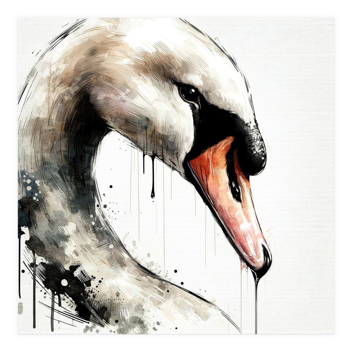 Watercolor Swan Portrait (Print Only)