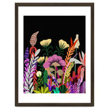 Dark Garden, Eclectic Bold Floral Botanical Nature, Colorful Mystery Bohemian Flowers Plants thumbnail