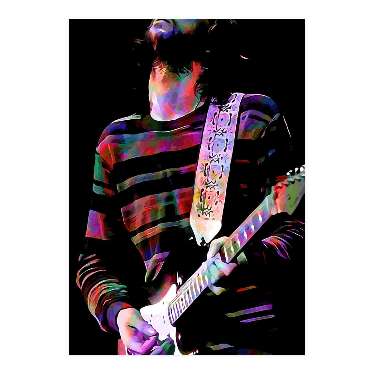 Eric Clapton American Rock and Blues Guitarist in Colorful (Print Only)