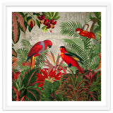 Vintage Rainforest With Tropical Red Parrots thumbnail