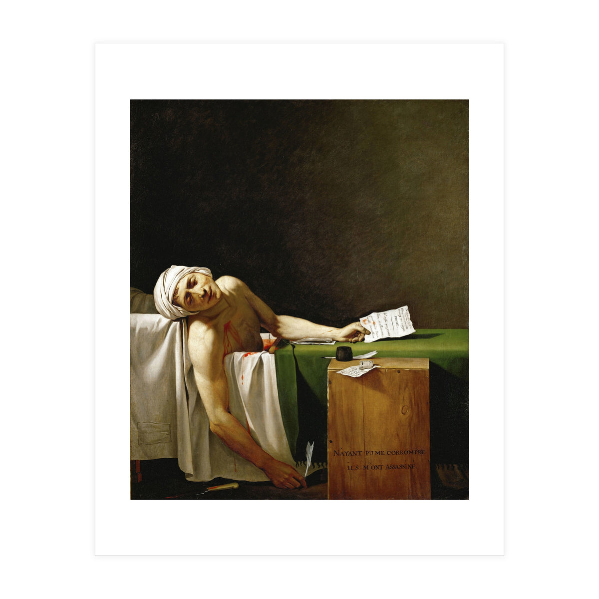 Jean Paul Marat, dead in his bathtub, assassinated by Charlotte Corday in 1793. JACQUES LOUIS DAVID. (Print Only)