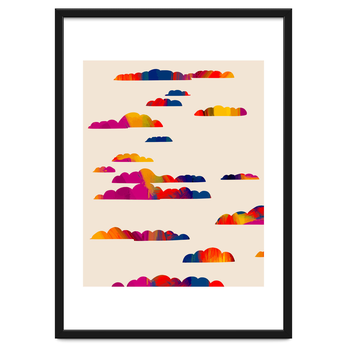 Totem Clouds, Colorful Sky Vibrant Eclectic Bohemian, Abstract Positivity Good Vibes Boho Contemporary Modern Painting