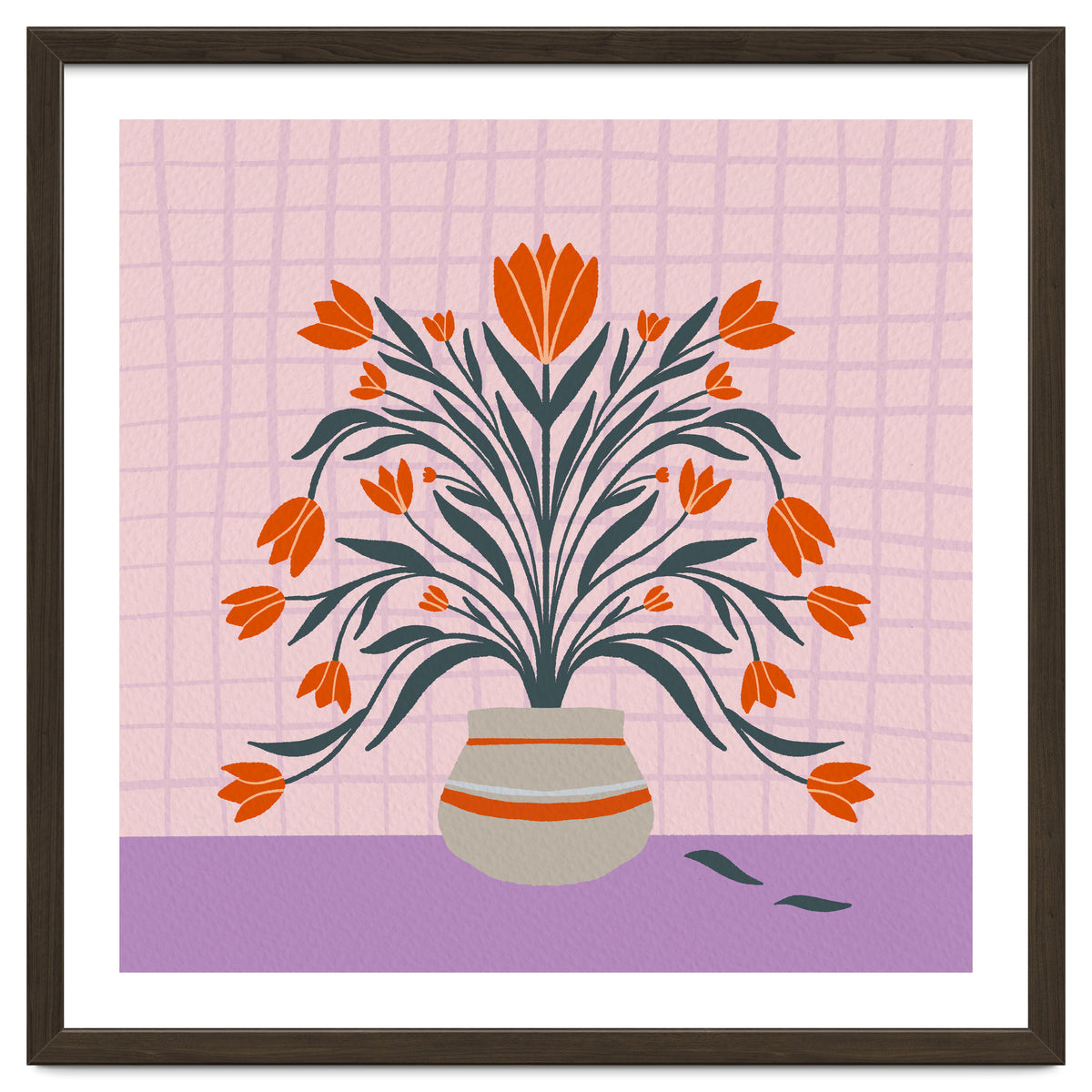 Tulips in a vase - orange and violet