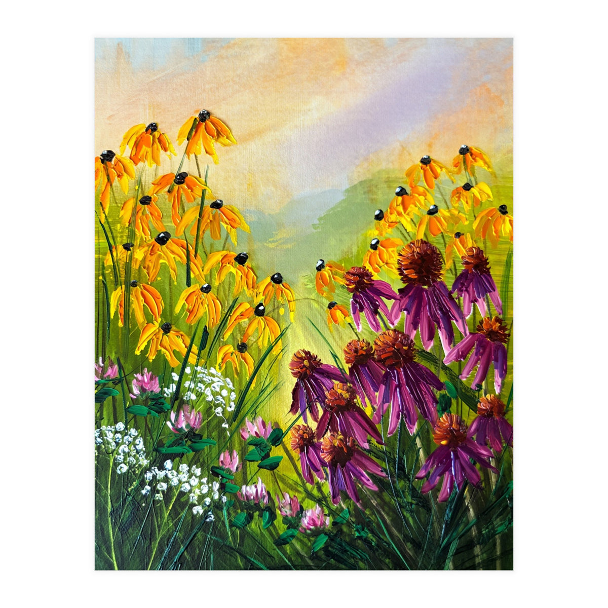 Impasto Wildflower Meadow Painting  (Print Only)