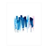 Abstract Watercolor Stripes Minimal Blue (Print Only)