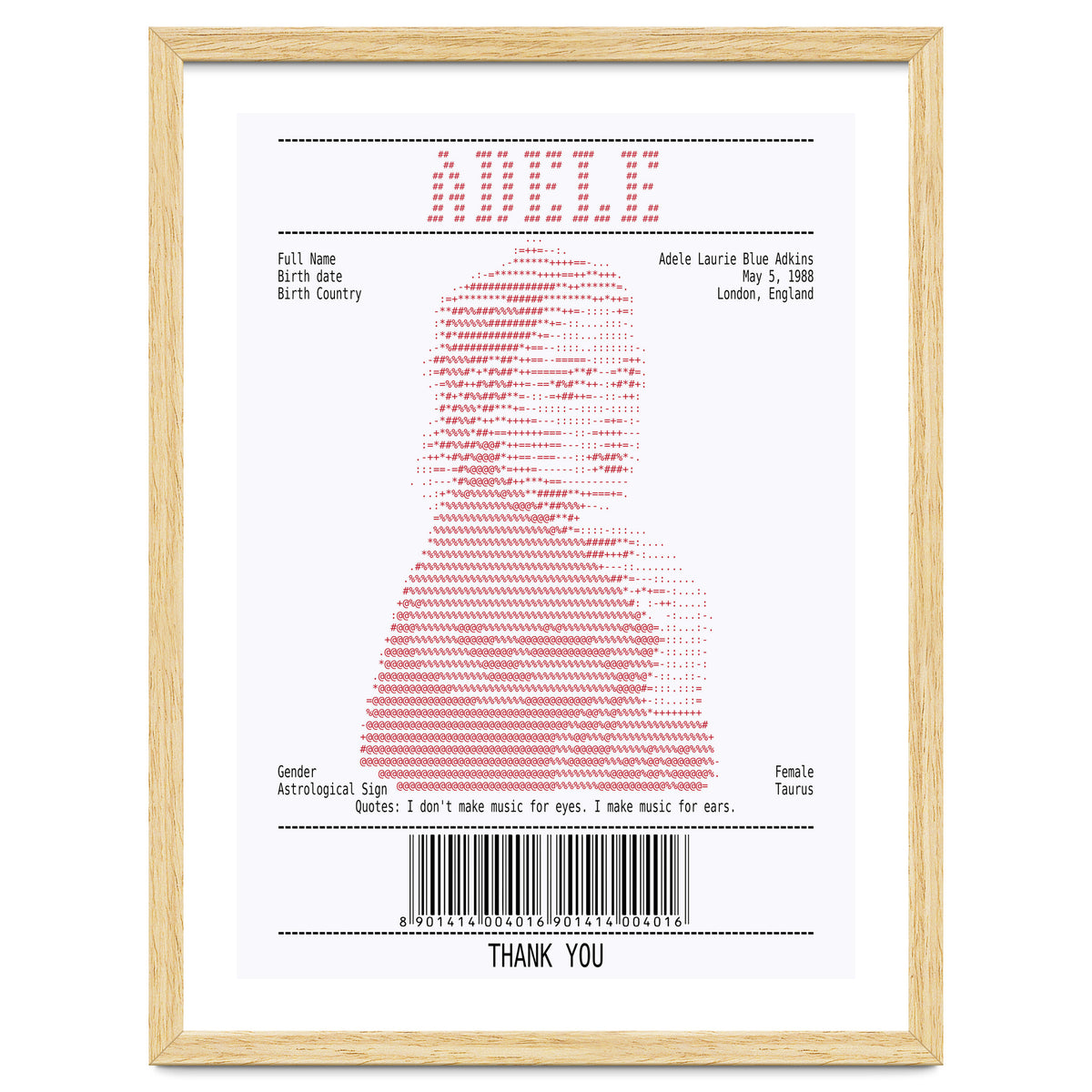 Receipt Art Adele Red
