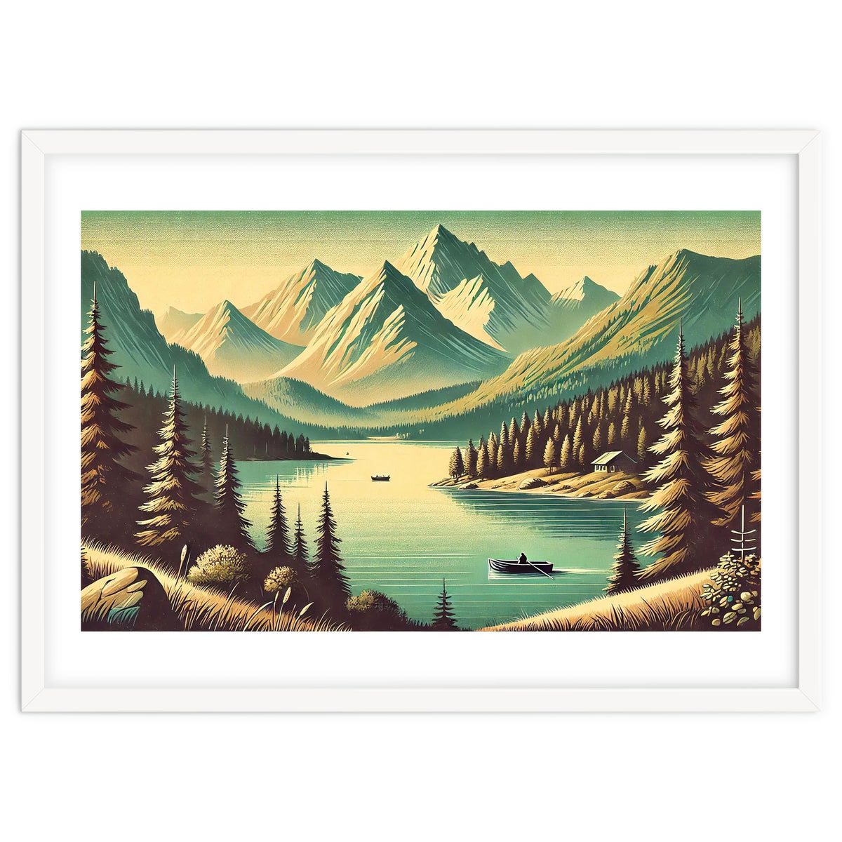 Vintage Alpine Lake Poster