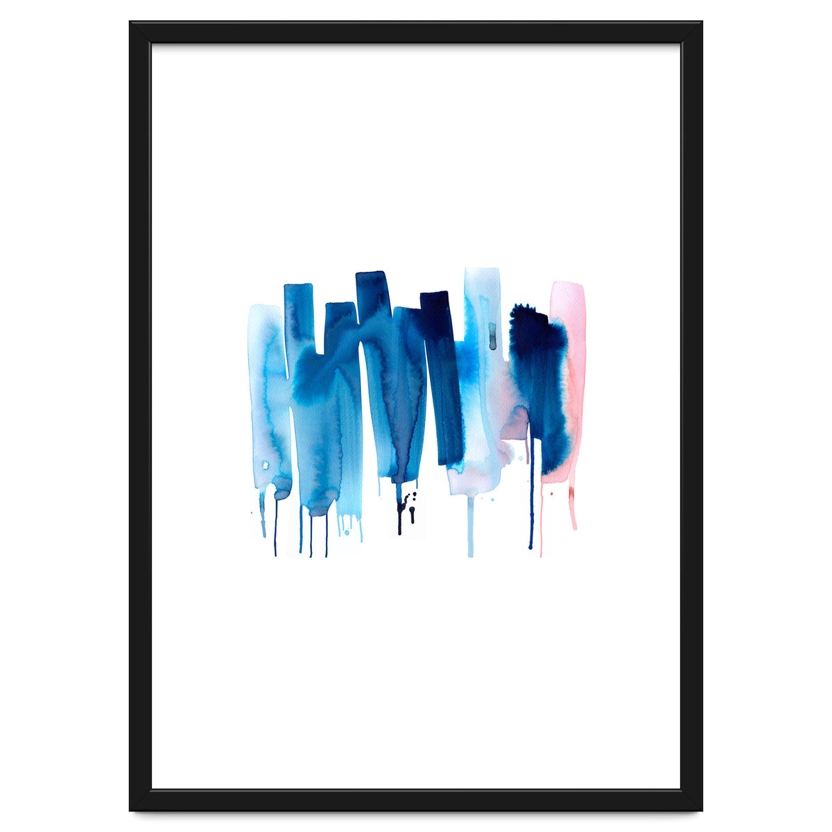 Abstract Watercolor Stripes Minimal Blue