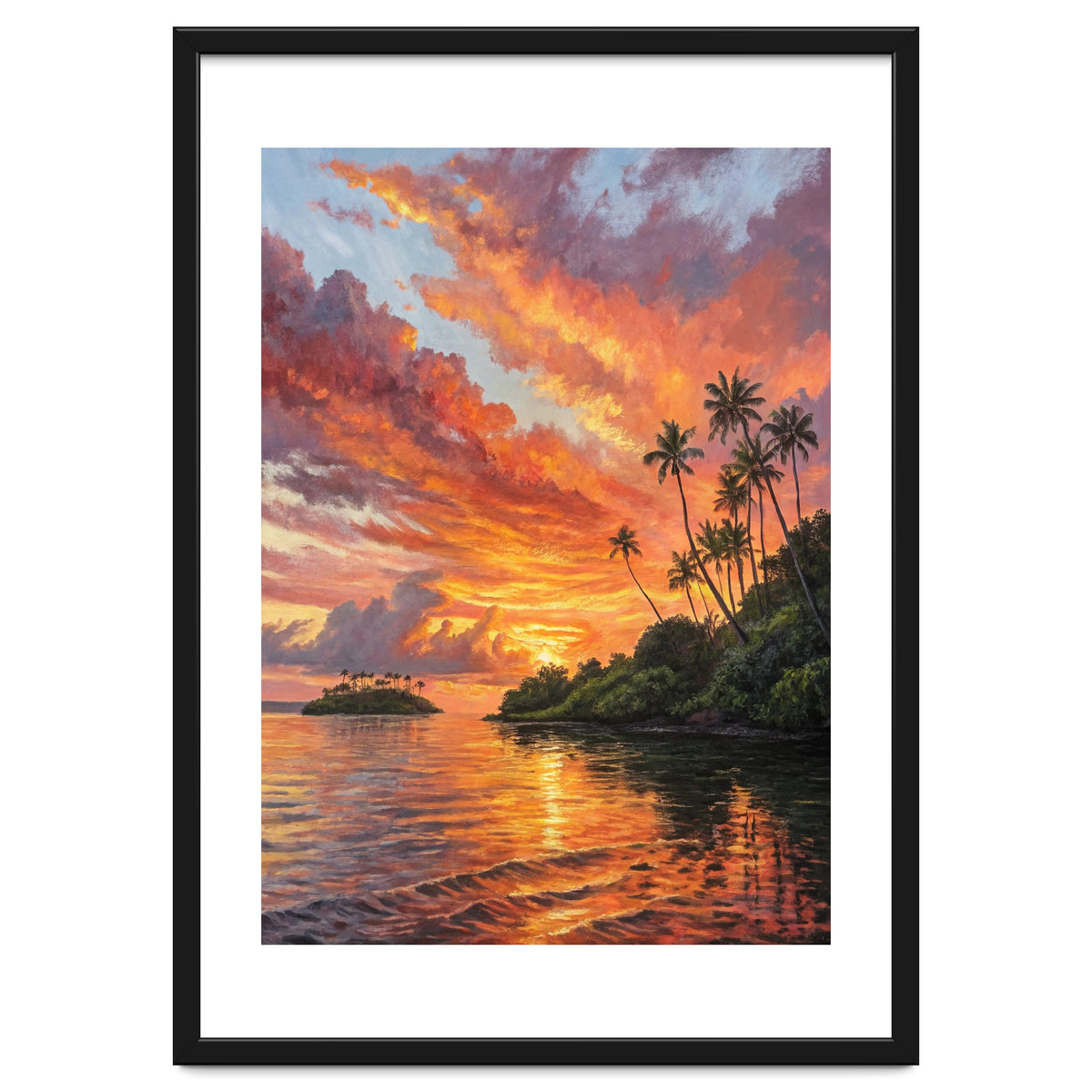 Impressionist Tropical Sunset Over Paradise Island