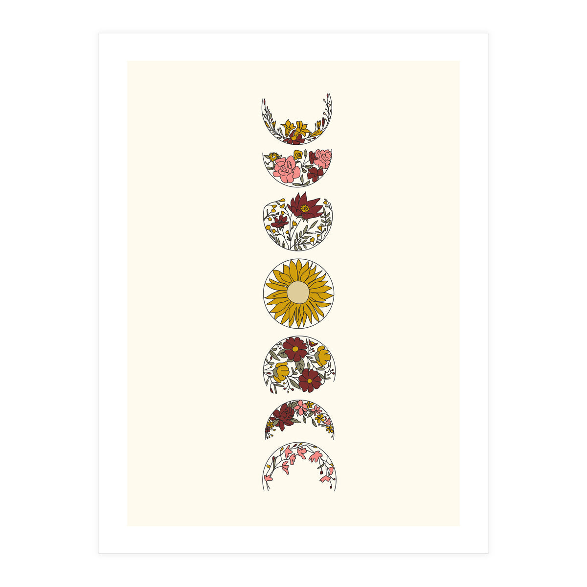 Floral Phases Of The Moon (Print Only)
