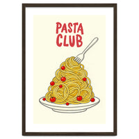Pasta Club Illustration, Spaghetti and Tomatoes Art Print for Kitchen Wall Decor