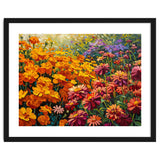 Radiant Summer Zinnia and Marigold Meadow Oil Painting thumbnail