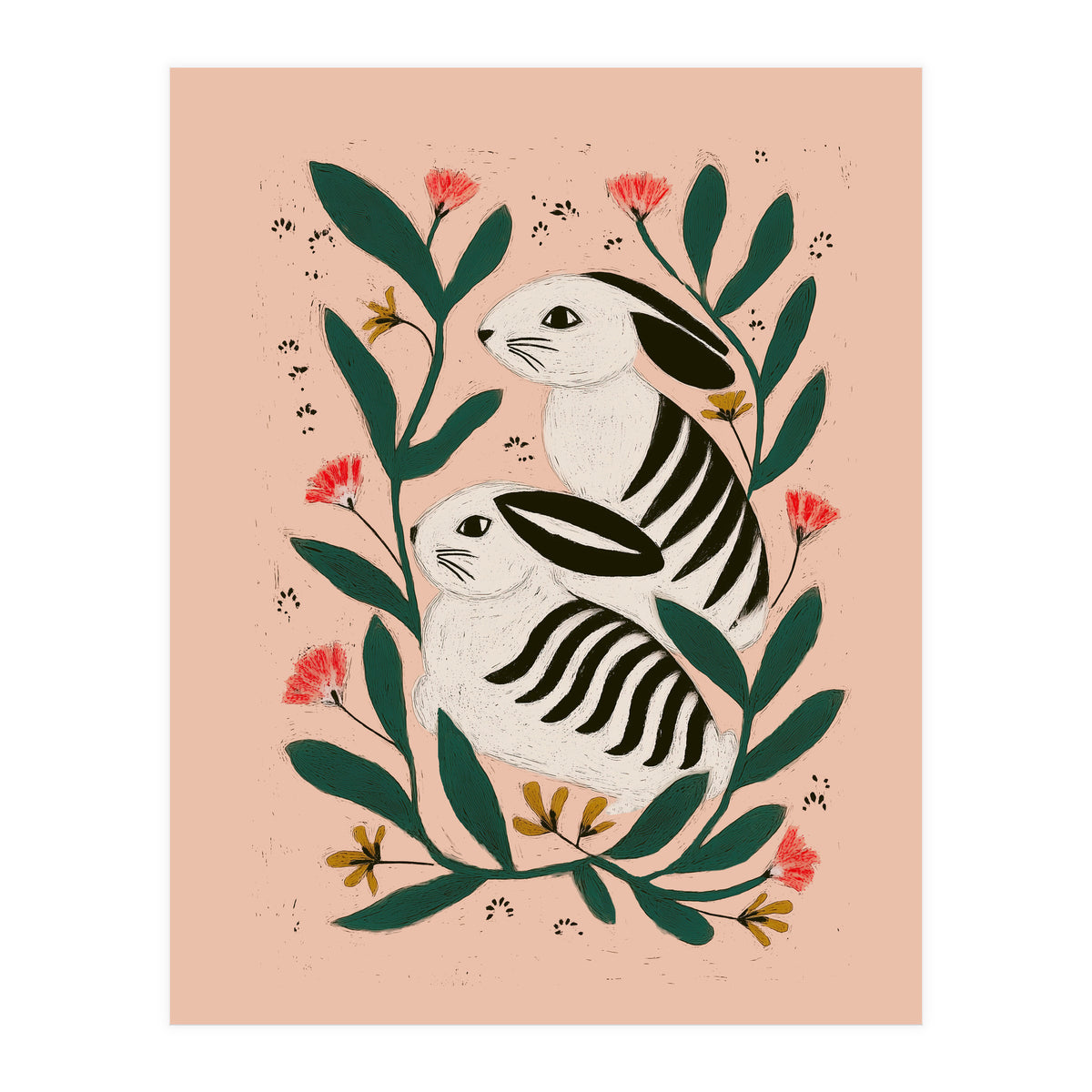 Hares Among Flowers (Print Only)